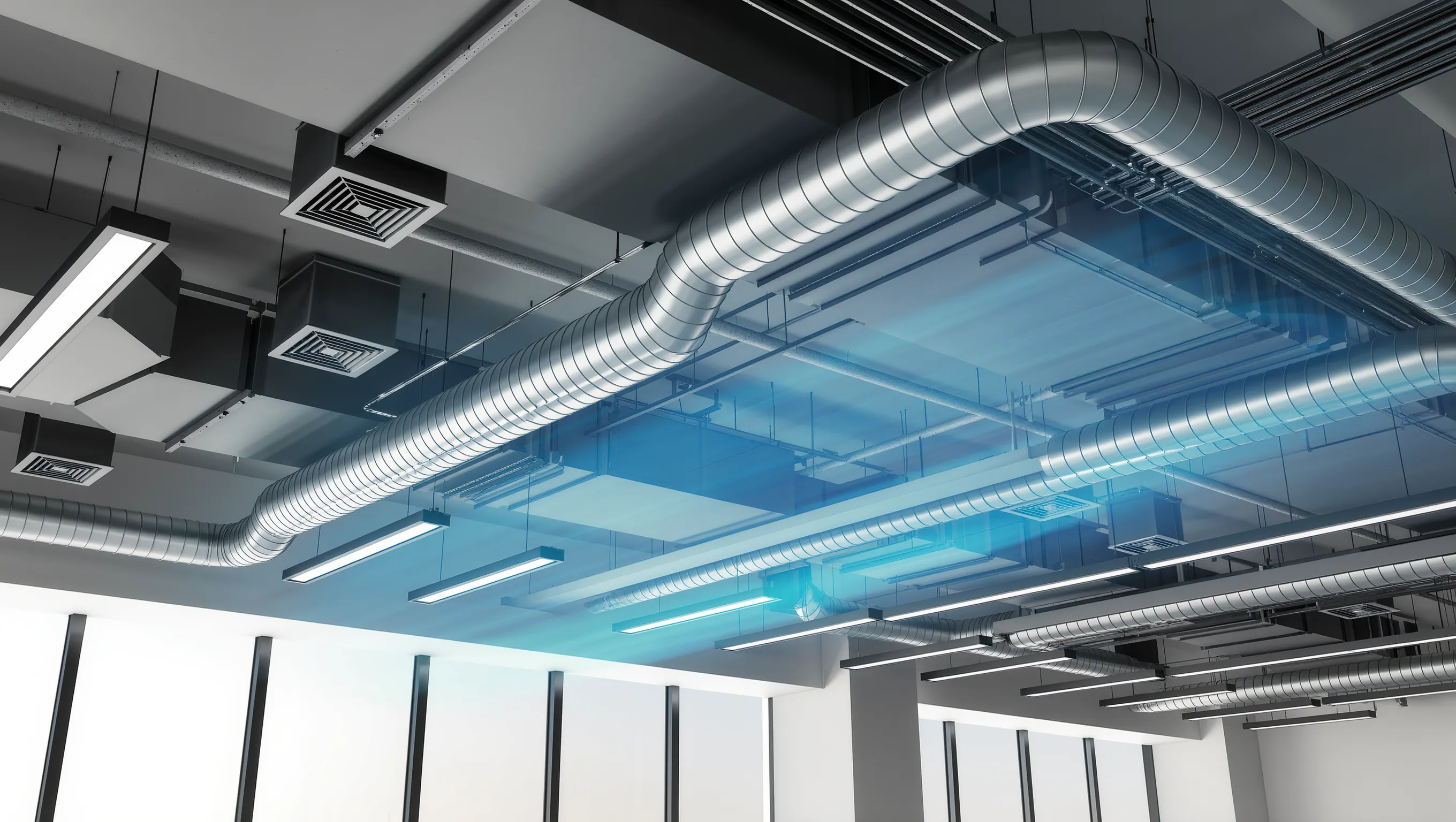 Outdoor condenser units on a commercial terrace