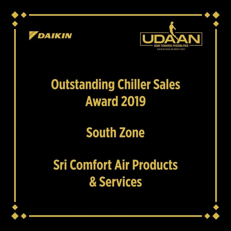 Daikin Dealer Meet 2021 Outstanding Chiller Sales Award 2019 South Zone Plaque