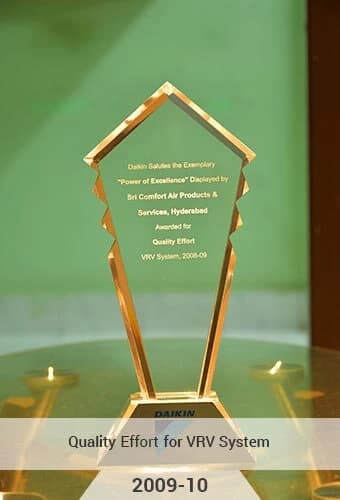 Daikin Power of Excellence Quality Effort for VRV System Trophy